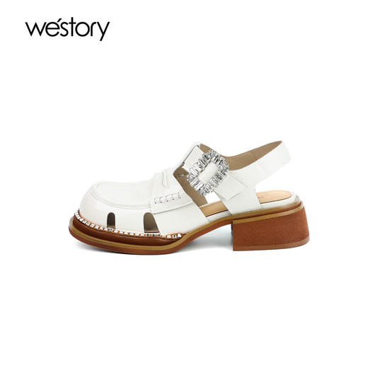 westory夏季法式优雅细高跟凉鞋露趾粗跟鞋凉鞋W24AH57651 商品图1