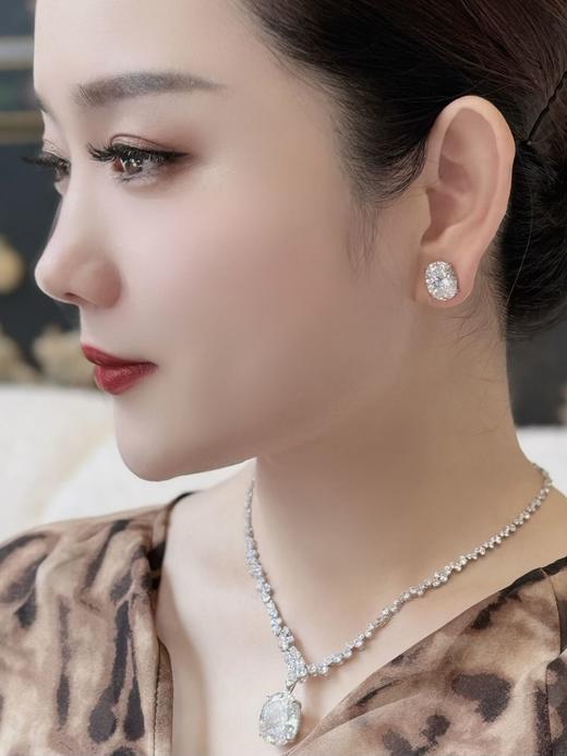 GAONAS 925银合成锆石耳饰 经典时尚臻奢蛋形白色6ct耳钉 11079EW 商品图8