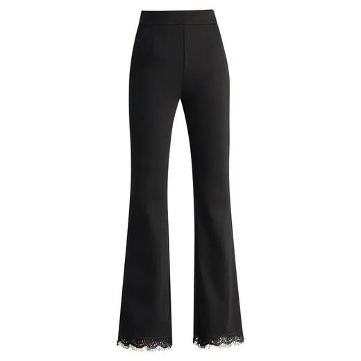 【自】全新升级【铂金会员146/天猫199/差价53】(00420) 洛诗琳2025春夏新款高腰垂感显瘦直筒黑色西装微喇裤长裤 商品图3