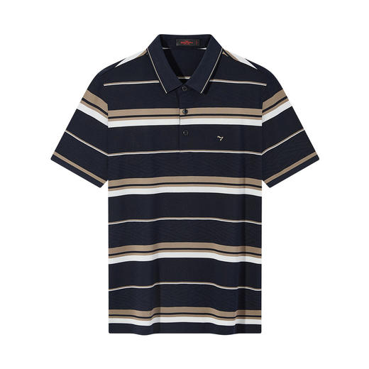 【条纹polo衫】柒牌短袖翻领POLO衫男士夏季新款休闲透气套头上衣128T71450 商品图4