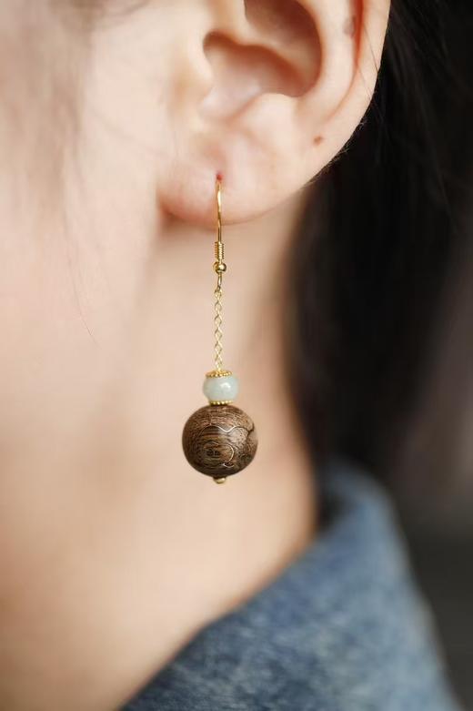 绿棋楠嵌铜丝【绵云】耳坠 商品图1