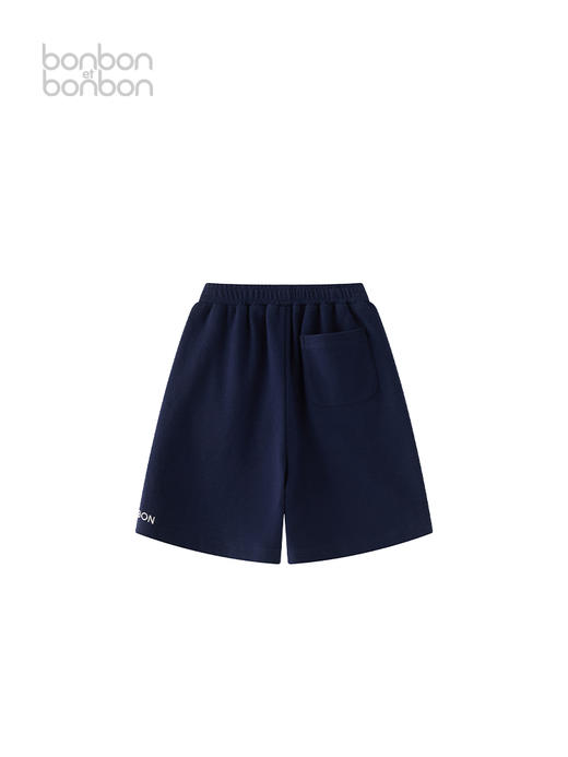 藏青对比色绣花短裤 商品图1