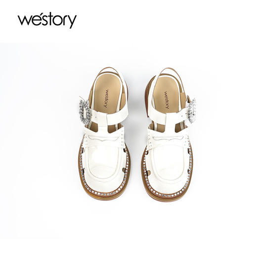 westory夏季法式优雅细高跟凉鞋露趾粗跟鞋凉鞋W24AH57651 商品图3