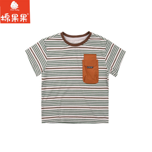 棉果果夏季商场专柜同款男童条纹短袖T恤M212140225349 商品图1