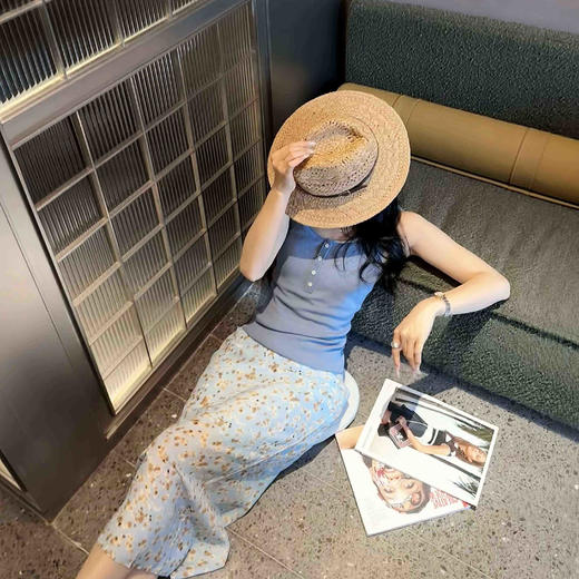 顺丰包邮洛诗琳04352春夏新款盛夏度假风真丝印花半身裙女0998 商品图3