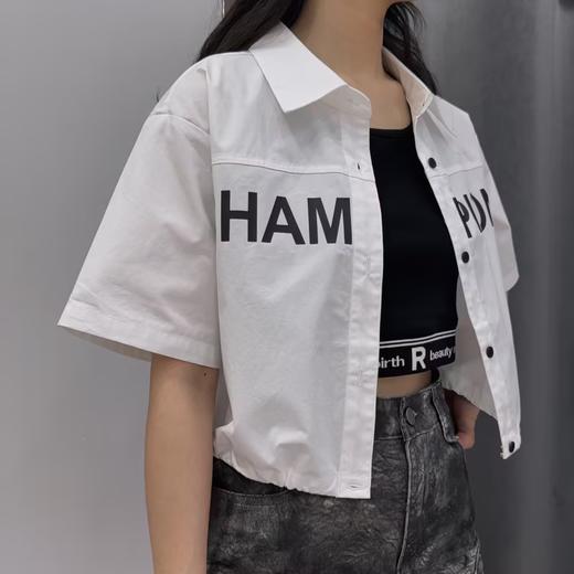 MZ印字母短袖衬衫（白）夏季152060050321 商品图2