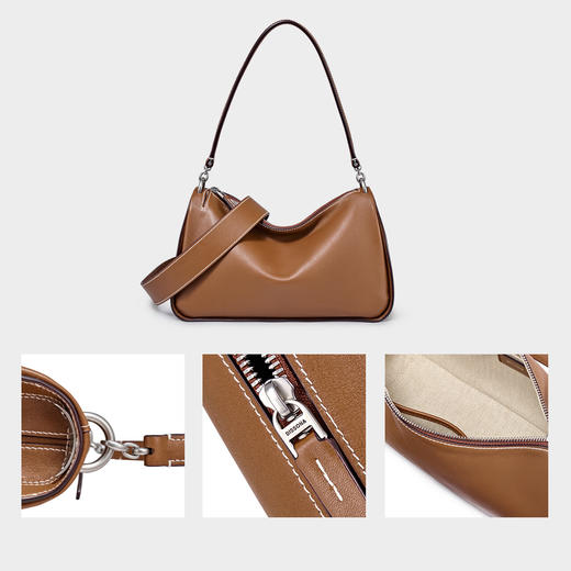 【2F】DISSONA迪桑娜女包25年吐司包软包腋下包手提单肩包斜挎包 小号-棕色 商品图3