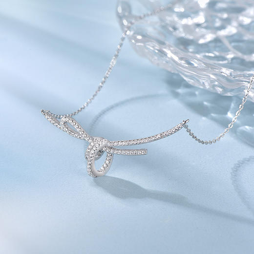 周六福S925银方糖丝带结项链ZLFJ061577★ 商品图3