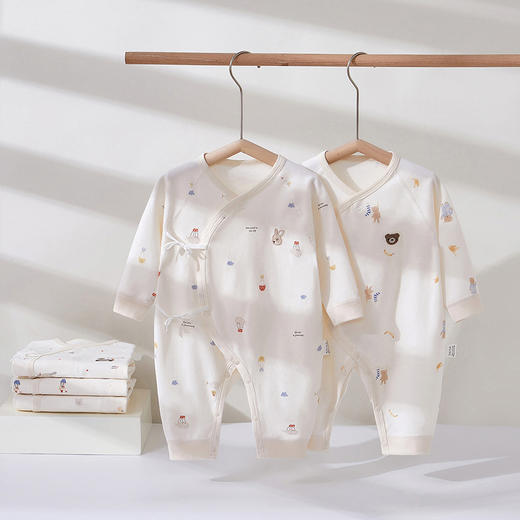 【纯棉舒适，宝宝皮肤零压力】新生儿衣服 初生儿和尚服 春秋纯棉无骨 宝宝婴儿连体衣蝴蝶衣哈衣-QQ 商品图0