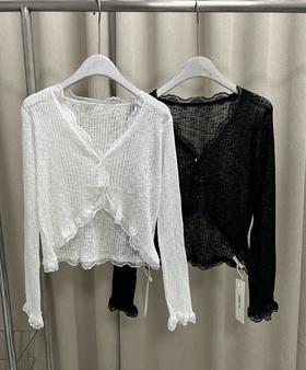 【门店同款】ENJOY夏季温柔蕾丝珍珠扣开衫 162256017