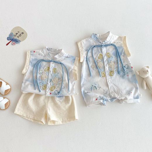 【夏日新款，宝宝中国风爬服~】婴儿刺绣包屁衣2025新款 夏季宝宝洋气中国风爬服 新生儿水墨画衣服-QQ 商品图3