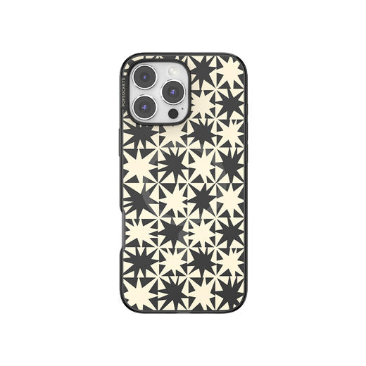 【自由暮色】星芒格纹·黑白 POPCASE手机壳 MagSafe Popcase磁吸款 撞色 日月星 拼贴 iPhone16/15/14 商品图1