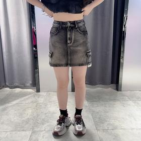MZ多口袋工装牛仔短半裙（灰）夏季152060140321