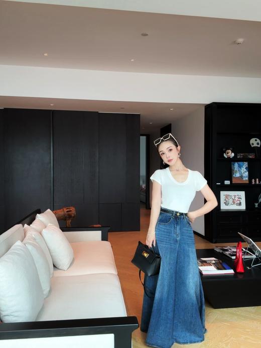 [ PIAN AI ] 冷小姐# 自带大女主气场的 A字型大摆牛仔长款半裙 商品图3