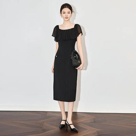 【高货wl】全新升级【铂金会员349/天猫469/差价120】(93842) 洛诗琳优雅名媛气质荷叶边礼服裙高级感收腰显瘦连衣裙女 商品图1