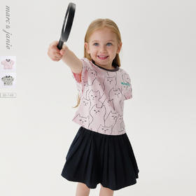 【凉感抗菌】马克珍妮夏装新款 男女童涂鸦满印透气短袖T恤230686