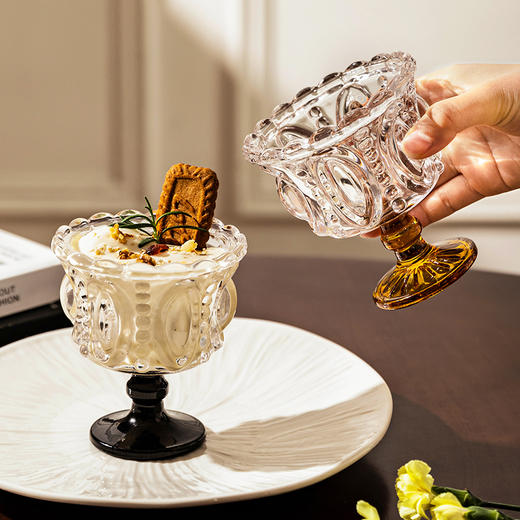 摩登主妇水晶玻璃杯高脚杯子酒杯酸奶杯家用水杯女冰淇淋杯甜品杯 商品图0