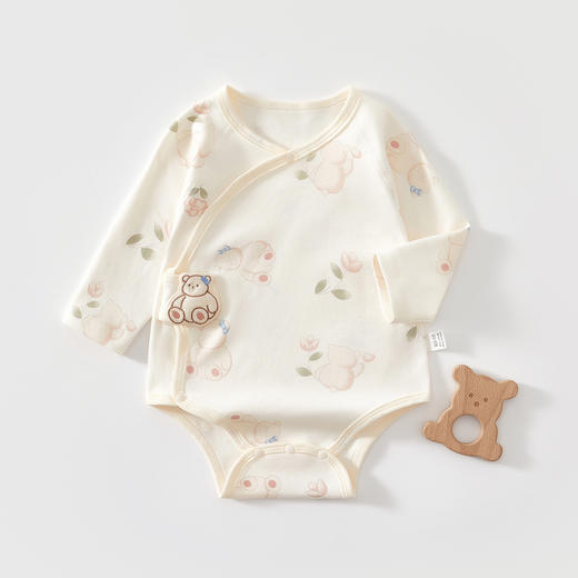 【斜襟设计时尚百搭，包臀造型超可爱】包屁衣春秋婴儿衣服 纯棉宝宝斜襟连体衣 新生儿包臀衣三角爬服睡衣-QQ 商品图2