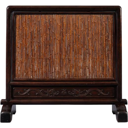 清 红木嵌湘妃竹地屏 商品图5