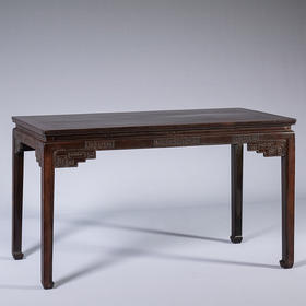 清 红木束腰马蹄腿回纹画桌