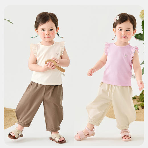 迷你巴拉短袖套装男女童亲肤透气裤子分体两件套2025夏季新款 商品图2