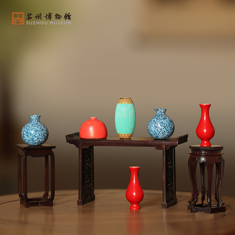 苏州博物馆 随方制象小花几冰箱贴摆件