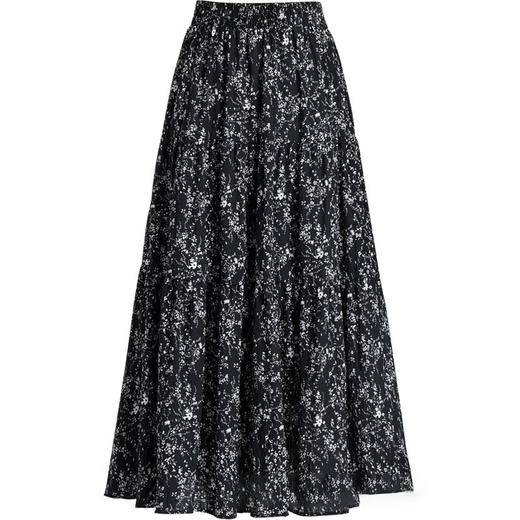 MYX-XBMY-A681-L中长款褶皱拼接时尚碎花裙松紧腰休闲洋气大摆裙春夏款垂感半身裙 商品图4