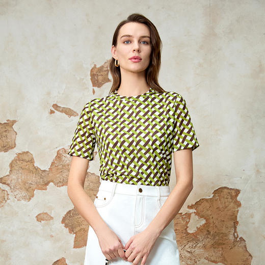 EITIE爱特爱气质通勤修身显瘦百搭短袖T恤夏季新款8213919 商品图3