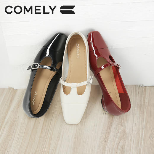 康莉KYQ5A501玛丽珍鞋春季新款方头粗跟复古时尚一字扣高跟皮鞋 商品图2