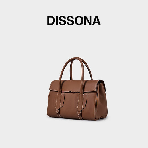 【2F】DISSONA迪桑娜女包 新款旅途单肩手提包植鞣牛皮公文包小号托特包 棕色 - 小号 商品图0