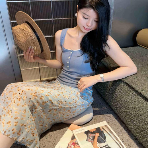 顺丰包邮洛诗琳04352春夏新款盛夏度假风真丝印花半身裙女0998 商品图2