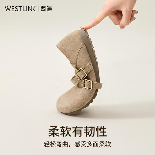 西遇勃肯鞋女全包新款休闲复古一脚蹬豆豆鞋平底软底单鞋V0356396 商品图1