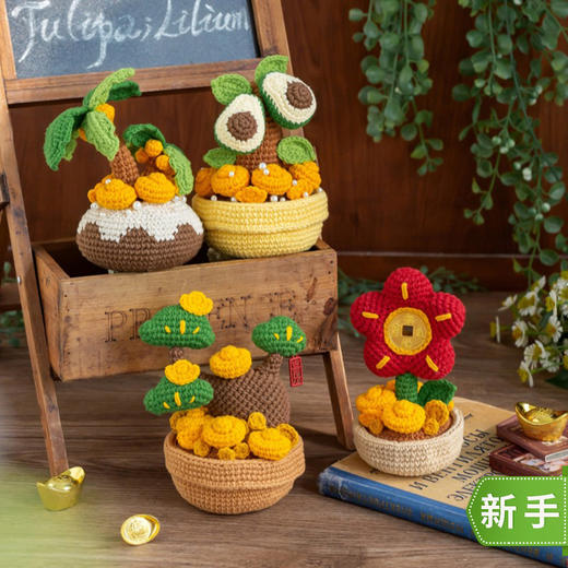 苏苏姐家发财盆栽手工diy编织钩针毛线团自制摆件小物材料 商品图0