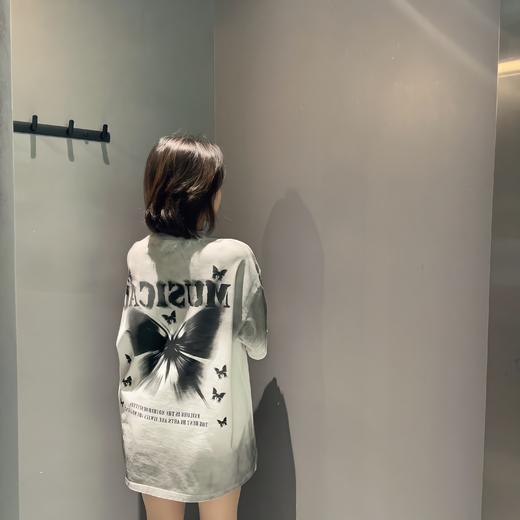 N圆领上下渐变字母图案短袖T恤（红白）夏季152070020321 商品图2