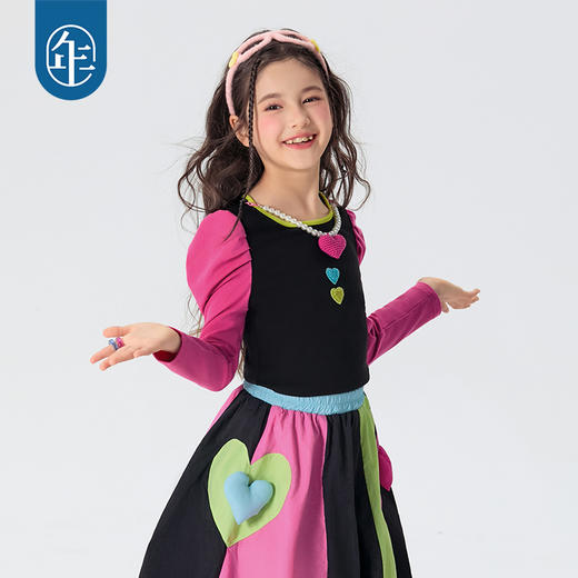 年衣童装女童长袖T恤打底衫2025春新款儿童甜美袖撞色T恤美上心巴长袖上衣 商品图4