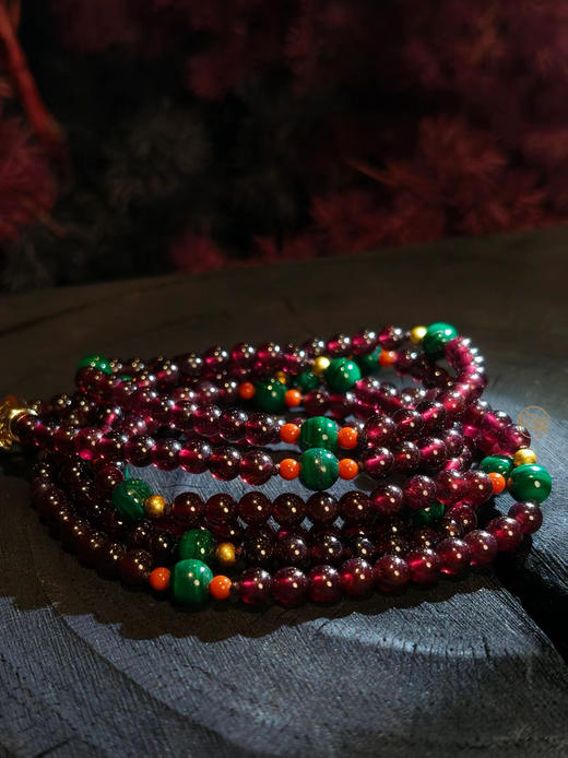 石榴石配孔雀石多宝项链 商品图2