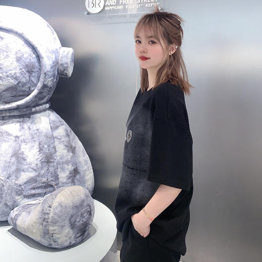 N烫钻绣字母大图案短袖T恤（黑）夏季152060010321 商品图3