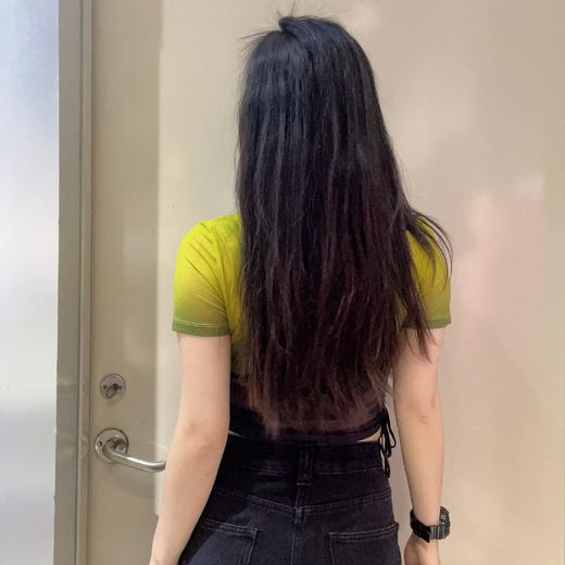 N渐变色可抽绳显瘦圆领短袖T恤（绿）夏季152030080321 商品图1