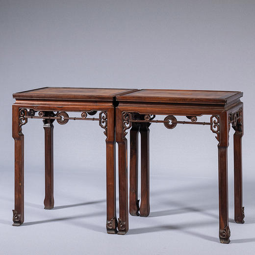 清 红木拱璧纹拦水线香几（一对） 商品图4