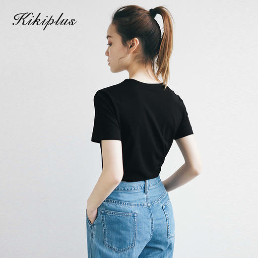 kikiplus高密纯色T恤百搭款高克重T恤清仓特价 商品图4