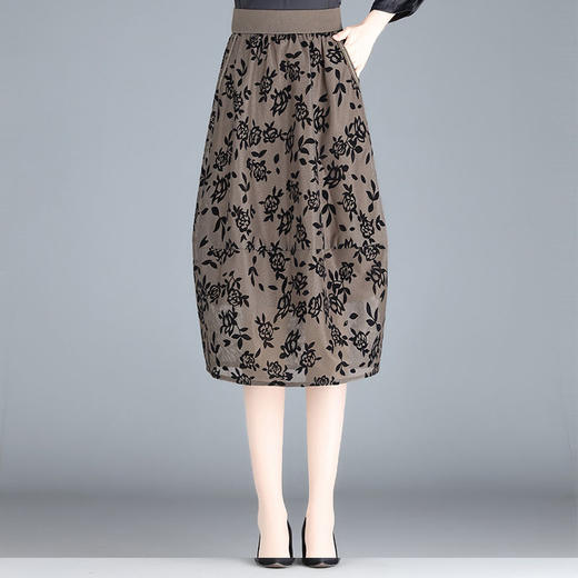 MYX-ZIY-1211-L中长款印花网纱灯笼裙初夏新款松紧腰时尚花苞裙遮胯显瘦半身裙 商品图1