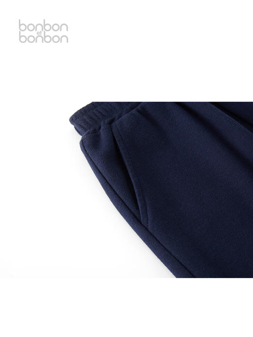 藏青对比色绣花短裤 商品图3