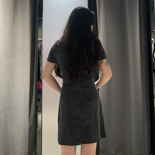 MZ圆领褶皱收腰短袖连衣裙（灰）夏季152050050321 商品图1