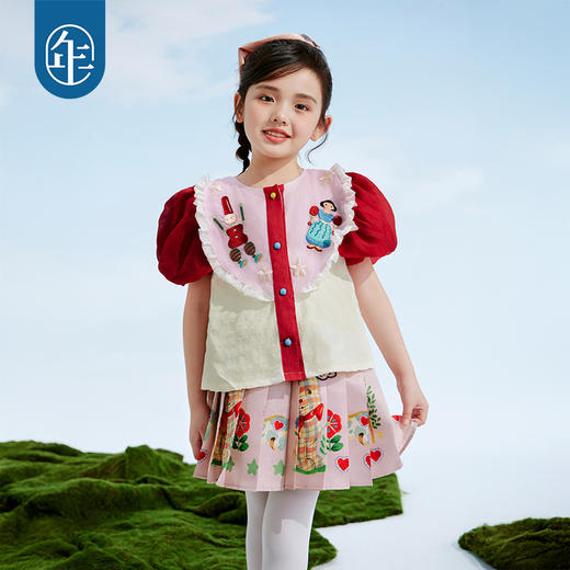 年衣童装2025年夏新款古风衬衣儿童甜美泡泡袖翻糖精灵衬衫 商品图3