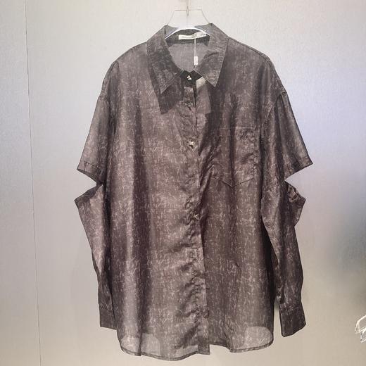 N暗花袖口断开长袖衬衫（黑）夏季152010440321 商品图3