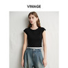 VIMAGE纬漫纪黑色短款美式辣妹简约百搭修身短袖T恤2025夏季新款V2302905 商品缩略图3