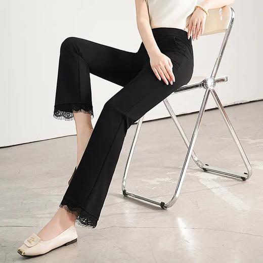 【自】全新升级【铂金会员146/天猫199/差价53】(00420) 洛诗琳2025春夏新款高腰垂感显瘦直筒黑色西装微喇裤长裤 商品图5