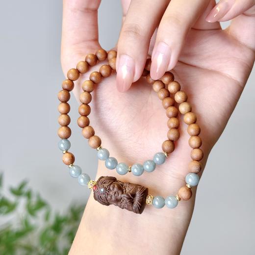售完不补【敦煌扎基拉姆蓝水翡翠芭比檀手串】敦煌福泽国风 蓝水翡翠手链 女扎基拉姆 奶香芭比檀木 小众轻奢文玩手串 商品图0