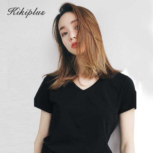 kikiplus高密纯色T恤百搭款高克重T恤清仓特价 商品图1