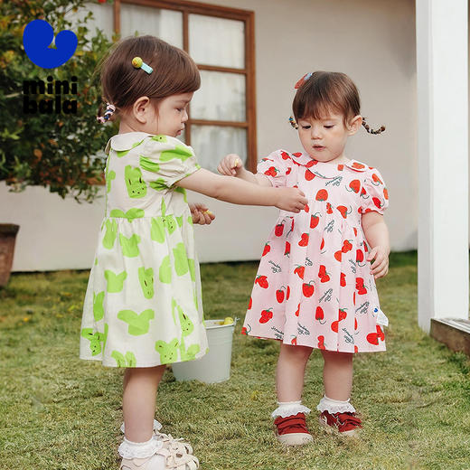 迷你巴拉纯棉连衣裙女童儿童亲肤透气甜美泡泡袖2025夏季新款 商品图1